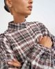 Topshop Topshop plaid funnel neck cinch drop waist hem shirt in brown - 3