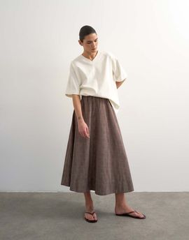 Topshop Topshop plaid tie waist pleated midaxi skirt in brown - part of a set