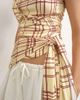 Topshop Topshop plaid wrap drape tank with tie in buttermilk-Multi - 4