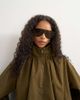 Topshop Topshop pleated funnel neck anorak in khaki green-Brown - 3