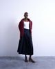 Topshop Topshop pleated midi skirt in navy with rust stripe-Multi - 1