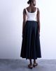Topshop Topshop pleated midi skirt in navy with rust stripe-Multi - 4