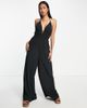 Topshop Topshop plisse full length jumpsuit in black-Green - 1