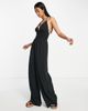 Topshop Topshop plisse full length jumpsuit in black-Green - 4