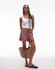 Topshop Topshop plisse wide leg shorts in burgundy abstract animal-Red - 1