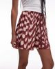 Topshop Topshop plisse wide leg shorts in burgundy abstract animal-Red - 2