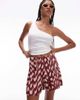 Topshop Topshop plisse wide leg shorts in burgundy abstract animal-Red - 4