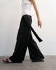 Topshop Topshop plisse wrap scarf detail pants in black - 2