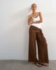 Topshop Topshop plisse wrap scarf detail pants in chocolate-Brown - 1