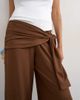 Topshop Topshop plisse wrap scarf detail pants in chocolate-Brown - 3