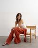 Topshop Topshop plisse wrap scarf detail pants in rust-Red - 1