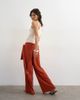 Topshop Topshop plisse wrap scarf detail pants in rust-Red - 2