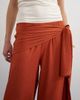 Topshop Topshop plisse wrap scarf detail pants in rust-Red - 4