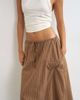 Topshop Topshop poplin bubble hem maxi skirt in chocolate stripe-Brown - 3