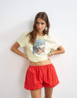 Topshop Topshop poplin bubble shorts in red