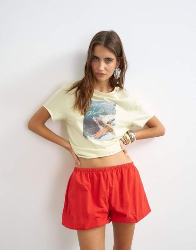 Topshop Topshop poplin bubble shorts in red