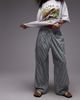 Topshop Topshop poplin pull on wide leg pants in pink and green stripe-Multi - 1