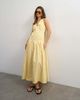 Topshop Topshop poplin structured dropped waist maxi dress in buttermilk-Yellow - 1