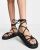 Topshop Topshop Poppie tie up chunky sandals in black - 3