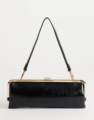 Topshop Topshop Poppy rectangle clasp shoulder bag in black