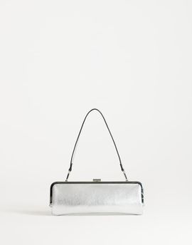 Topshop Topshop Poppy small rectangle clasp shoulder bag in silver