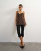 Topshop Topshop premium faux brushed pony structured peplum cami in animal print-Brown - 1