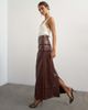 Topshop Topshop premium faux leather cutwork detail column maxi skirt in chocolate-Brown - 1