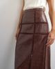 Topshop Topshop premium faux leather cutwork detail column maxi skirt in chocolate-Brown - 2