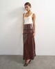 Topshop Topshop premium faux leather cutwork detail column maxi skirt in chocolate-Brown - 3