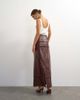 Topshop Topshop premium faux leather cutwork detail column maxi skirt in chocolate-Brown - 4