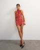 Topshop Topshop premium faux leather fringed mini dress in red-Green - 4