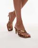 Topshop Topshop Premium Ida strappy heeled leather sandals in gold - 1