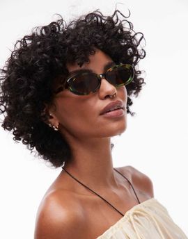 Topshop Topshop Premium Malta round acetate sunglasses in dark green