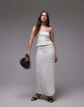 Topshop Topshop premium sequin midi skirt in white - part of a set