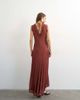 Topshop Topshop premium viscose lace insert pintucked maxi tea dress in rust-Blue - 2