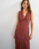 Topshop Topshop premium viscose lace insert pintucked maxi tea dress in rust-Blue - 3