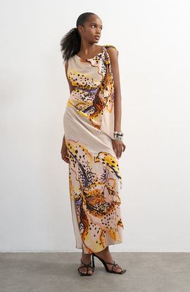 Topshop Topshop Print Side Drape Sleeveless Maxi Dress