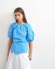 Topshop Topshop puff sleeve wrap hem detail top in cornflower blue - 1