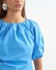 Topshop Topshop puff sleeve wrap hem detail top in cornflower blue - 3
