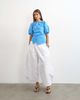 Topshop Topshop puff sleeve wrap hem detail top in cornflower blue - 4
