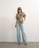 Topshop Topshop puff sleeve wrap hem detail top in green plaid - 2