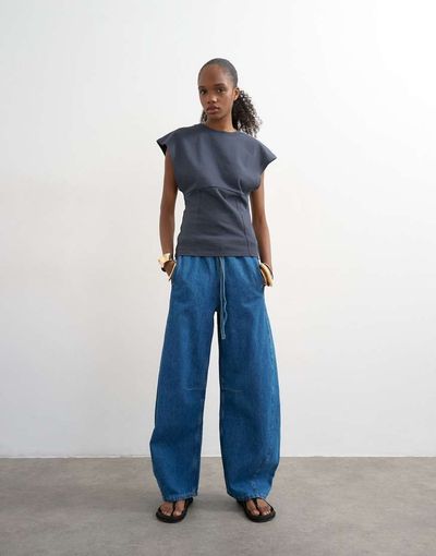Topshop Topshop Pull-On Barrel jeans in rich blue