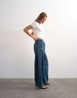 Topshop Topshop pull-on barrel jeans in sulphur blue-Gray