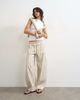 Topshop Topshop pull on barrel leg jeans in ecru stripes-White - 1