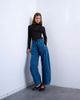 Topshop Topshop pull on barrel leg jeans in mid blue - 3