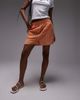 Topshop Topshop pull on gingham textured boxer shorts in orange - 3