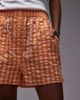 Topshop Topshop pull on gingham textured boxer shorts in orange - 4