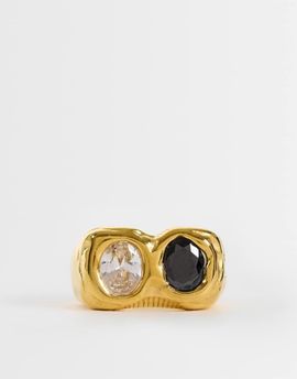 Topshop Topshop Rachel stainless steel ring with stones in gold tone