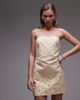 Topshop Topshop raffia embroidered structured bandeau dress in buttermilk-Yellow - 1