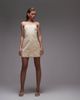 Topshop Topshop raffia embroidered structured bandeau dress in buttermilk-Yellow - 3